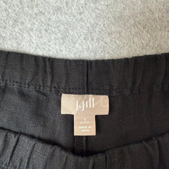 J. Jill Womens Black Linen Pants Pull On Elastic Waist Capri Size Small Petite - Picture 2 of 12